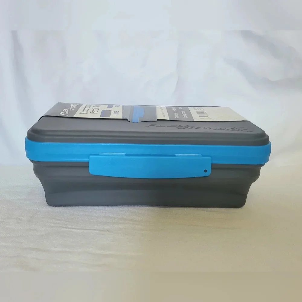 It's‎ Academic Grey Rubber Flexi Storage Box Collapsible Pencil & Supply Case